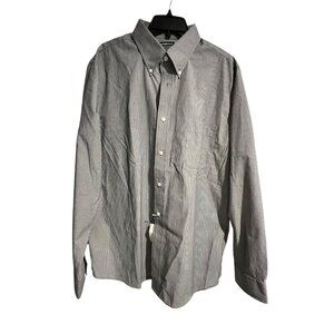 Croft&Barrow Fitted Dark Gray White Striped Dress Shirt Long Sleeve 17.5 36/37